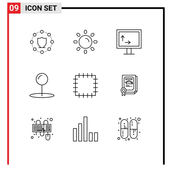Set Modern Icons Sysymbols Signs Certificate Degree Height Patch Pin — Archivo Imágenes Vectoriales
