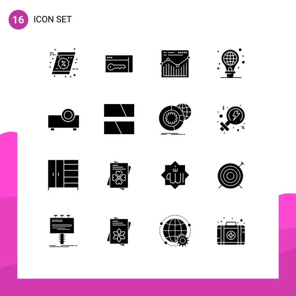 Creative Icons Modern Signs Sysymbols Presentation Light Bulb Analysis Light — Vector de stock