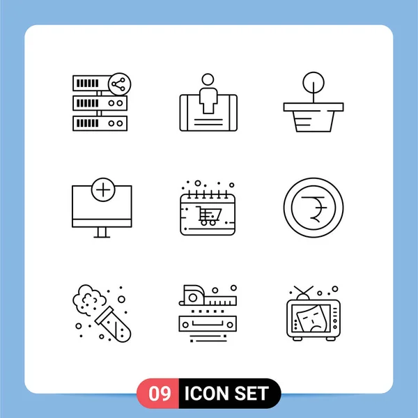 Stock Vector Icon Pack Mit Zeilenzeichen Und Symbolen Für Kalender — Stockvektor