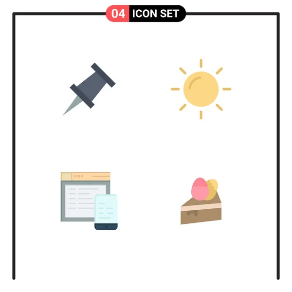 Thematic Vector Flat Icons Editable Sysymbols Marker Cake Sun Design — Archivo Imágenes Vectoriales