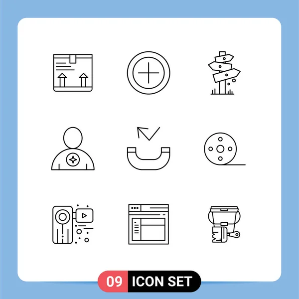 Pictogram Set Simple Outlines Call Favorite Board Supported Avatar Editable — 스톡 벡터