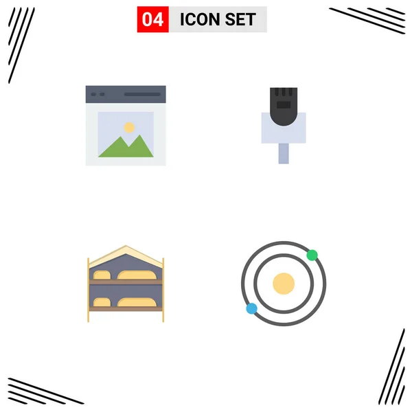 Thematic Vector Flat Icons Editable Symbols Communication Service Picture Ethernet — Stock Vector