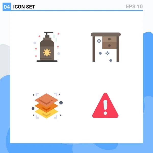 Modern Set of 4 Flat Icons Pictograph of beach, printing, desk, working desk, danger Editable Vector Design Elements — Stock Illustration Modern Set Flat Icons Pictograph Beach Printing Desk Working Desk Stock Illustration