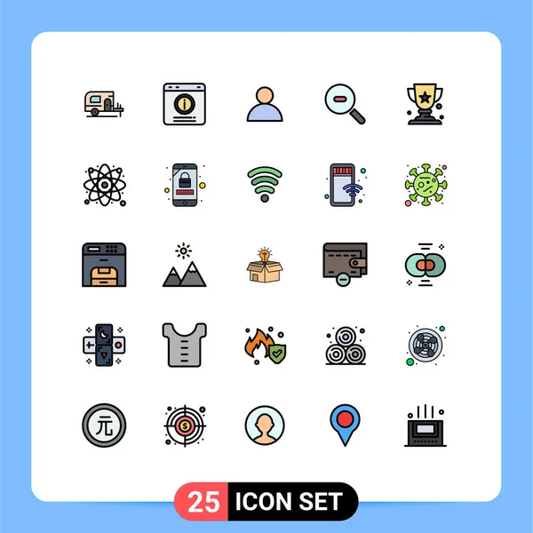 Universal Icon Symbols Group Modern Filled Line Flat Colors Research — Vetor de Stock