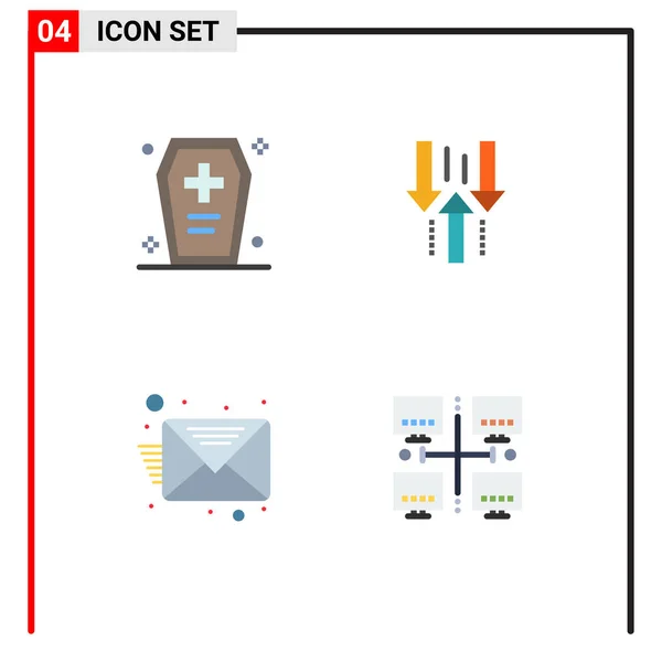 Set Vector Flat Icons Grid Casket Download Halloween Casket Inbox — Vector de stock