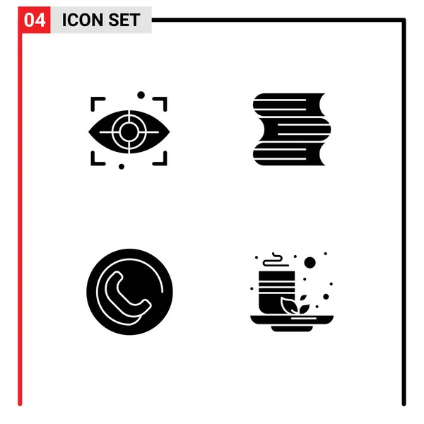 Vector Stock Icon Pack Líneas Signos Símbolos Ojo Taza Documento — Vector de stock