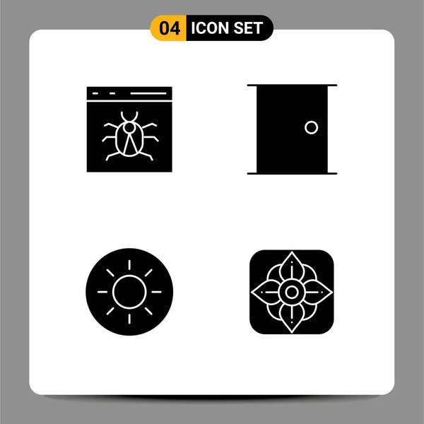 Pictograma Conjunto Glifo Sólido Simple Aplicación Puerta Casa Desarrollo Puerta — Vector de stock