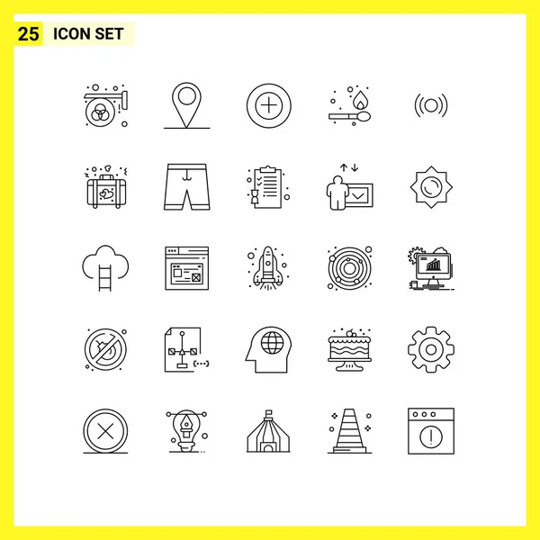 Stock Vector Icon Pack Line Signs Symbols Essential Add Basic — Stock Vector