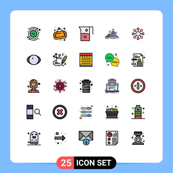 Stock Vector Icon Pack Mit Zeilenzeichen Und Symbolen Für Führer — Stockvektor