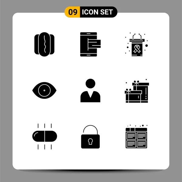 Set Modern Icons Symbols Signs Man Vision Podium Human Eye — Stock Vector