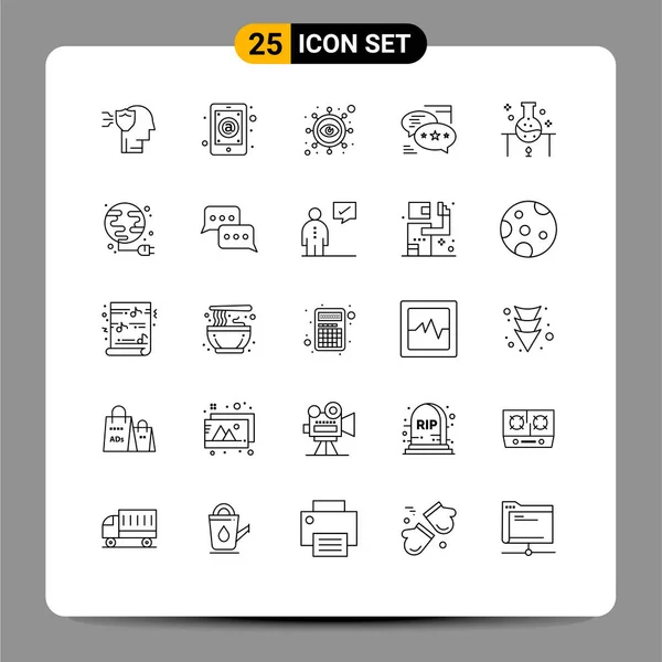 25通用线路符号 Sms Callout Mobile Communication Vision可编辑向量设计元素的符号 — 图库矢量图片