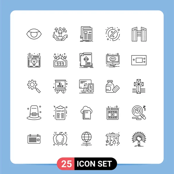 Set Modern Icons Sysymbols Signs Buildings Menu Arrow Investment Newsletter — Vector de stock