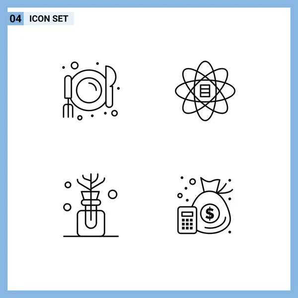 Stock Vector Icon Pack Mit Zeilenzeichen Und Symbolen Für Café — Stockvektor