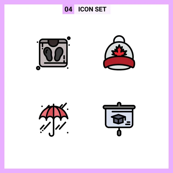 Set Modern Icons Sysymbols Signs Bathroom Scale Rain Hat Canada — Vector de stock