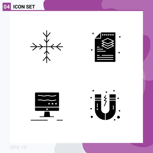 Universal Solid Glyphs Set Web Mobile Applications Snow Marketing Creative — Stock Vector