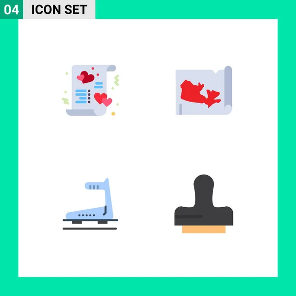 Set Vector Flat Icons Grid Card Running Love World Treadmill — Archivo Imágenes Vectoriales