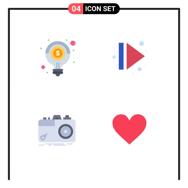 Group Modern Flat Icons Set Idea Camera Money Eject Capture — Διανυσματικό Αρχείο