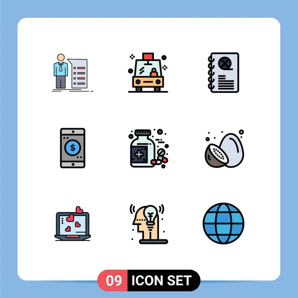 Universal Icon Symbols Group Modern Filledline Flache Flaschenfarben Mobile Anwendung — Stockvektor