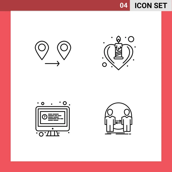 Creative Icons Modern Signs Symbols Gps Question Candle Romance Man — Stock Vector