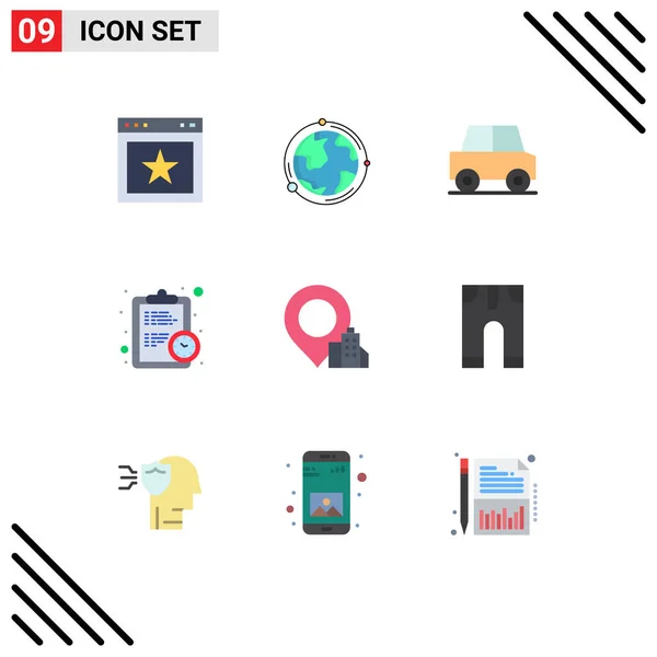 Universal Icon Symbols Group Modern Flat Colors Location Efficiency Discovery — Stock Vector