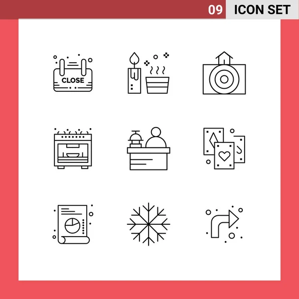 User Interface Outline Pack Modern Signs Sysymbols Hotel Oven Wellness — Archivo Imágenes Vectoriales