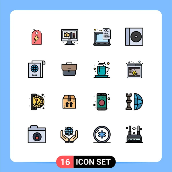 Creative Icons現代的な記号と旅行 ディスク ケースのシンボル編集可能なクリエイティブベクターデザイン要素 — ストックベクタ