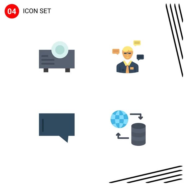 Piso Icon Pack Símbolos Universales Dispositivo Chat Hombre Chat Alojamiento — Vector de stock