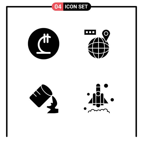 Universal Icon Symbols Group Modern Solid Glyphs Lari Water Georgian — Διανυσματικό Αρχείο