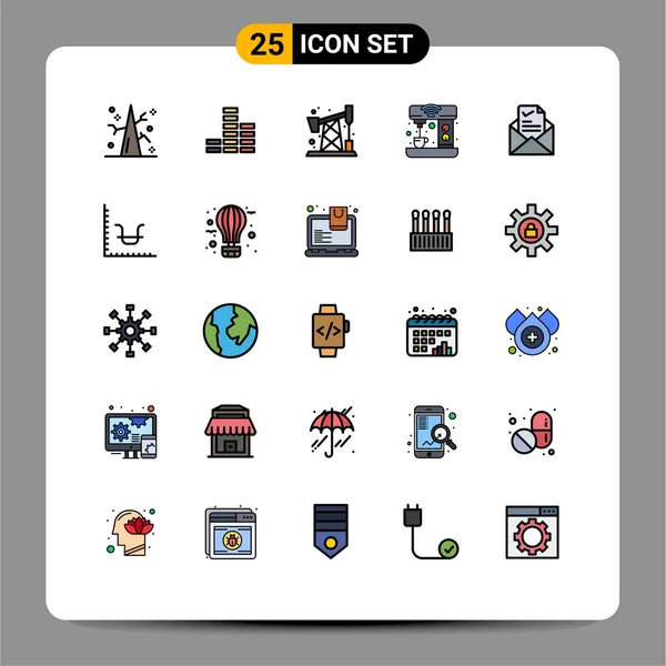 メール ポンプジャック キッチン ドリンクの25の創造的なアイコン現代的な記号とシンボル編集可能なベクトルデザイン要素 — ストックベクタ