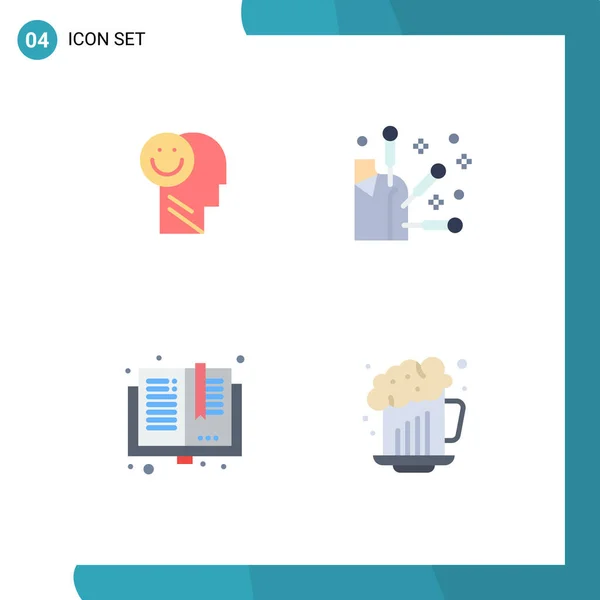 Set Van Vector Flat Icons Grid Voor Geluk Boeken Leven — Stockvector