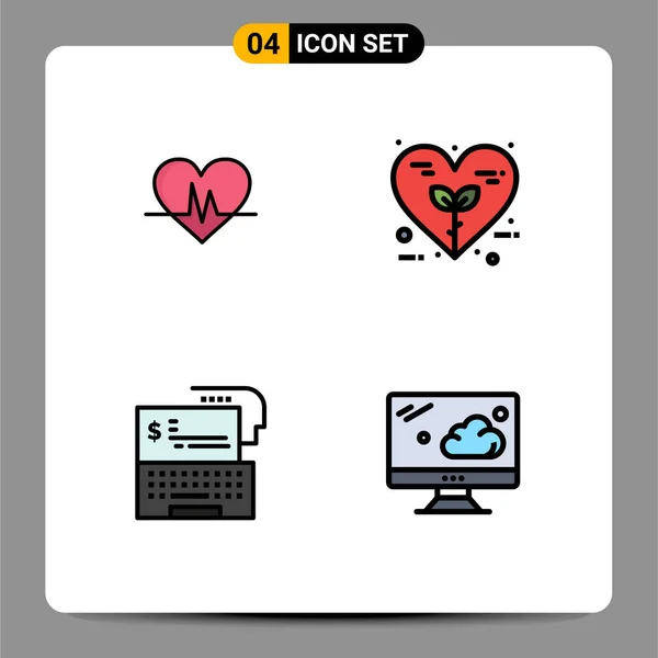 Set Modern Icons Sysymbols Signs Ecg Digital Banking Pulse Heart — Vector de stock