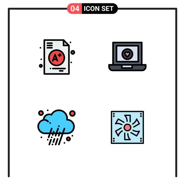 Set Modern Icons Symbols Signs News School Heart Weather Editable — Stock Vector