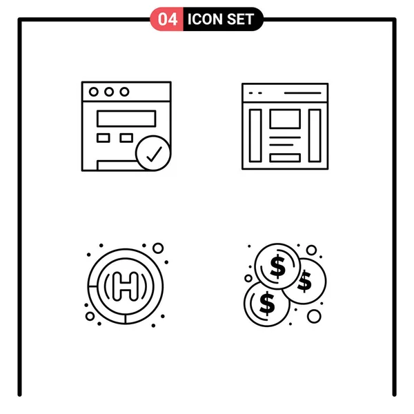 Icône Vectorielle Stock Paquet Signes Symboles Ligne Pour Navigateur Soins — Image vectorielle