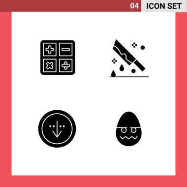 4 Modern Katı Şekil İşaretleri ve Web Yazdırma Ortamı için İşaretler Paketi, okula dönüş, yön, formül, korku, indirme, Düzenlenebilir Vektör Tasarım Elemanları