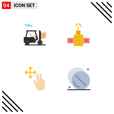 4 Evrensel Forklift, ilaç, GPS, parmak, hastane Düzenlenebilir Vektör Tasarım Elementleri Simgesi Düz Simgesi