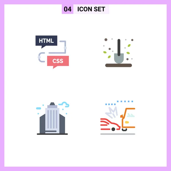 Universal Flat Icons Set Web Mobile Applications Kódování Lopata Vývojový — Stockový vektor