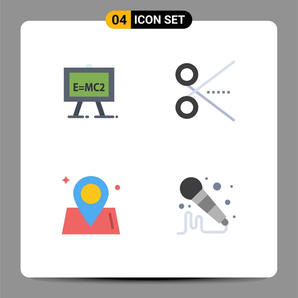 Mobile Interface Flat Icon Set Pictograms Chemistry Location Science Formula — Vector de stock