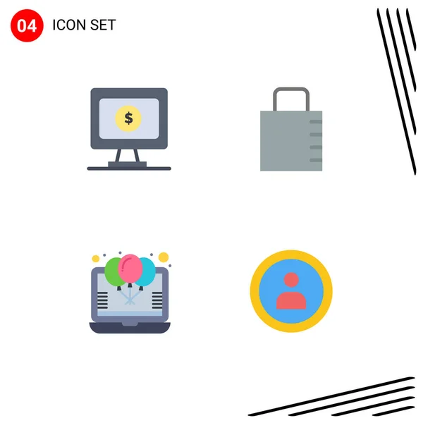 Editable Vector Line Pack Simple Flat Icons Monitor Offer Key — Vector de stock