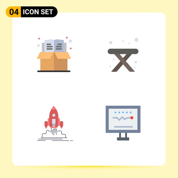 Set Von Vector Flat Icons Grid Für Buch Shuttle Box — Stockvektor