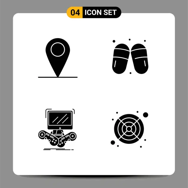 Vector Solid Glyphs Editable Symbols Global Gaming World Sauna Multiplayer — 스톡 벡터