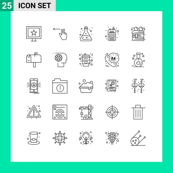 一套由眼镜 无线电可编辑矢量设计元件组成的现代25行象形文字 — 图库矢量图片