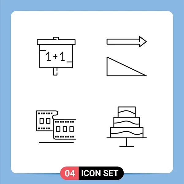 Grupo Colores Planos Modernos Para Educación Cine Estudio Clasificación Editor — Vector de stock