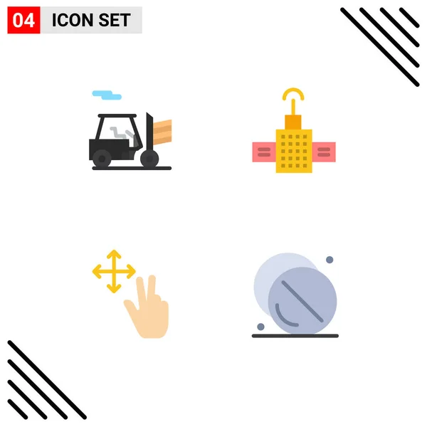 Flat Icon Pack Med Universella Symboler För Gaffeltruck Drog Gps — Stock vektor