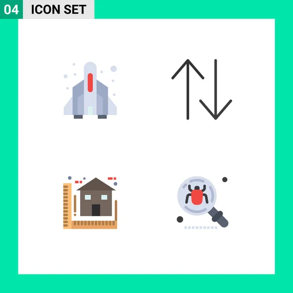 Interface Utilisateur Paquet Icônes Plates Base Fusée Construction Jeu Envers — Image vectorielle