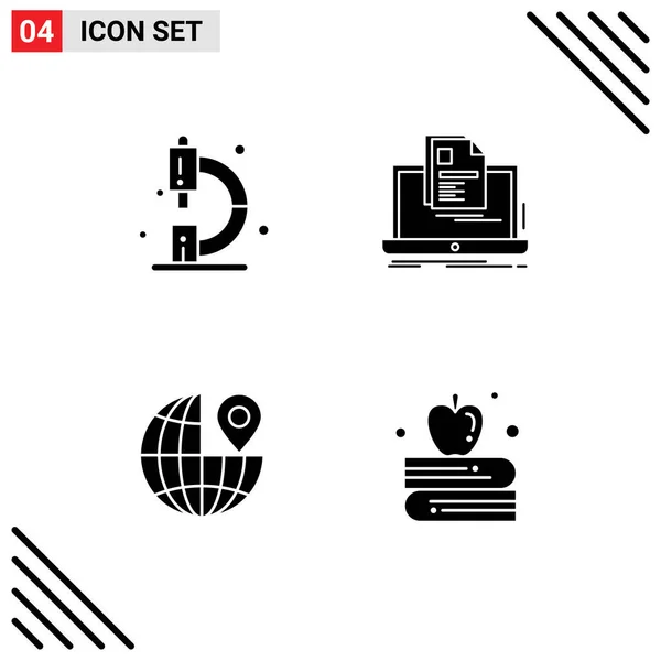 Pictogram Set Simple Solid Glyphs Biology Resume Lab Laptop Location — 스톡 벡터