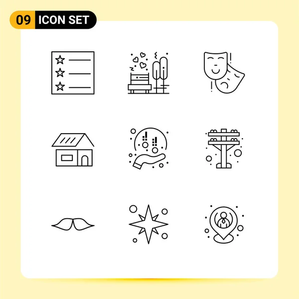 Set Modern Icons Sysymbols Signs Funds Charity Masks Home Build — Vector de stock