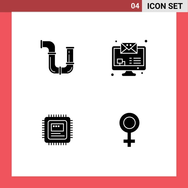 Universal Solid Glyphs Set Web Mobile Applications Pipe Storage Tools — 图库矢量图片