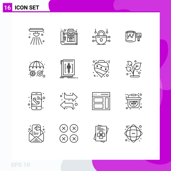 Creative Icons Modern Signs Sysymbols Money Painting Print Paint Brush — Vector de stock
