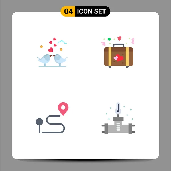 Pack Creative Flat Icons Bride Location Love Heart Navigation Editable — Vector de stock