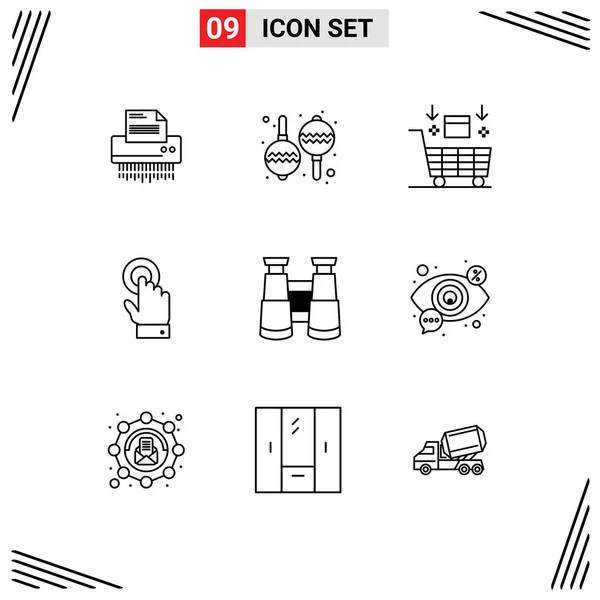 Set Modern Icons Symbols Signs Interface Toch Maracas Valentine Robot — Stock Vector